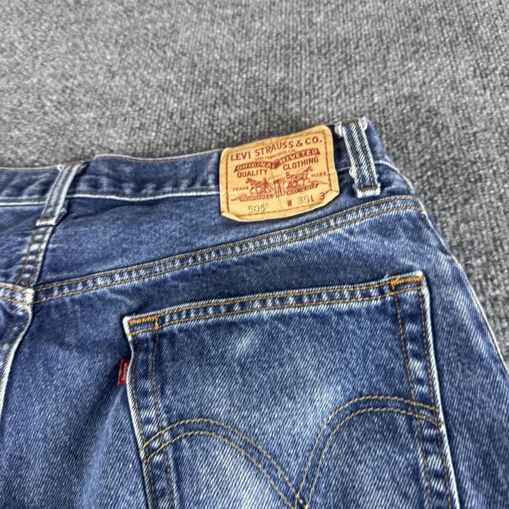 Levis‎ 505 Jeans Mens 35x32 Blue Regular Straight Medium Wash Denim Pants